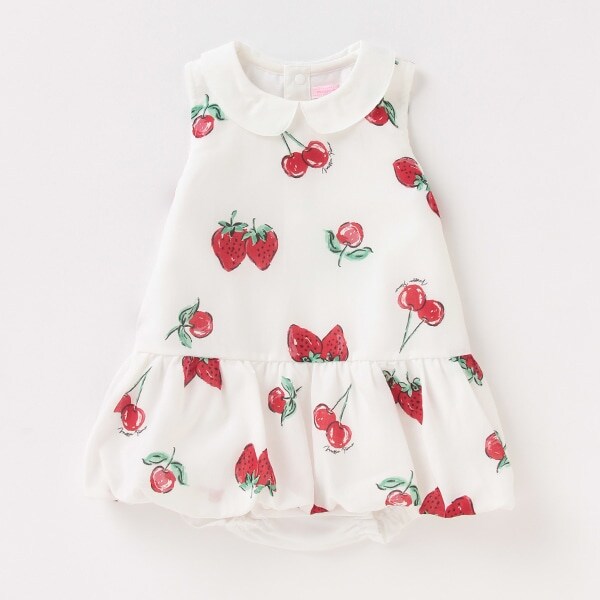 ロンパースつき苺柄ワンピース