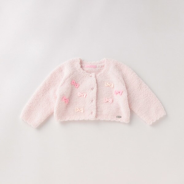 リボンつきモールニットカーディガン