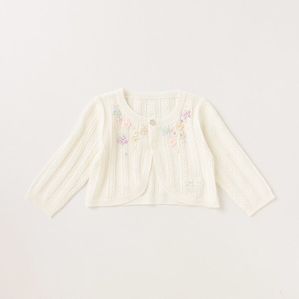 リボン刺しゅうニットボレロ