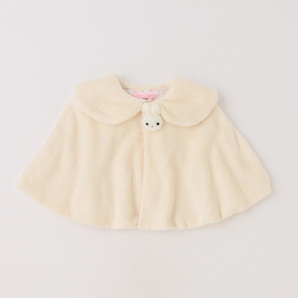 ボアウサギマスコットつきケープ