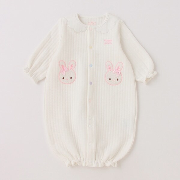 ウサギアップリケ　キルトジャガード2wayオール