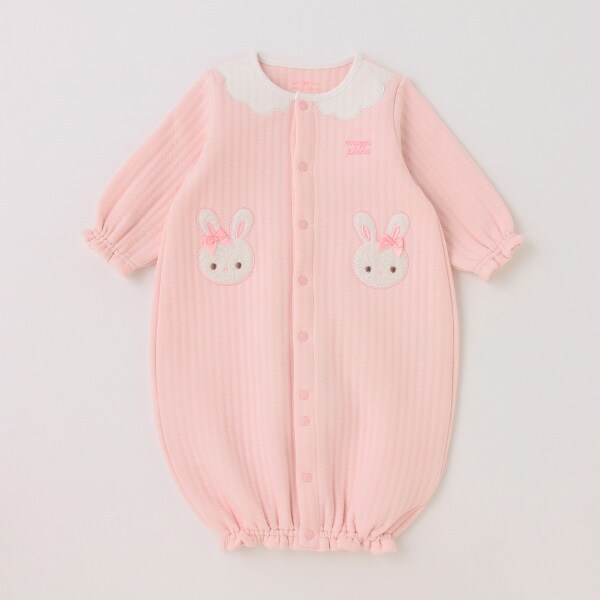 ウサギアップリケ　キルトジャガード2wayオール