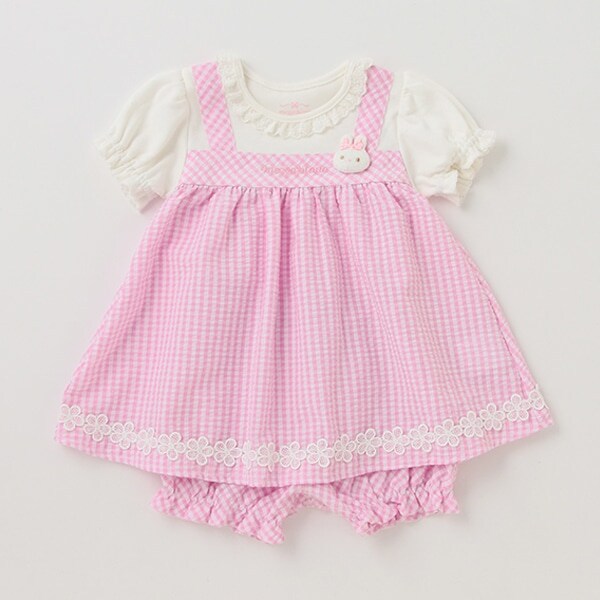ウサギマスコットつきギンガムチュニック＆ブルマセット