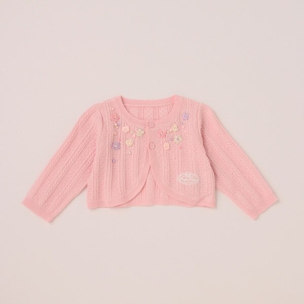 リボン刺しゅうニットボレロ