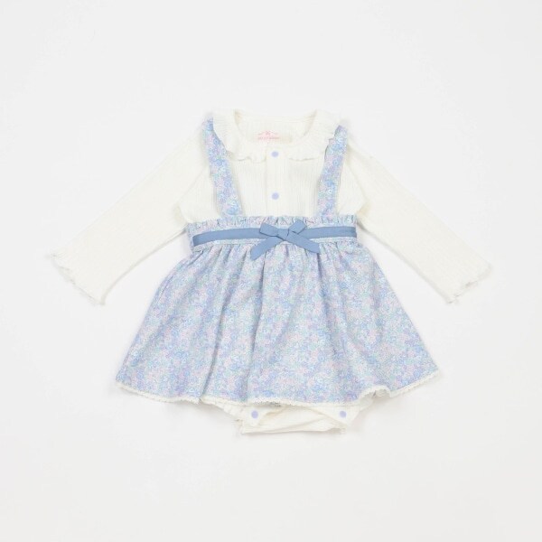 リトルフラワー柄ジャンパースカート＆リブロンパースセット