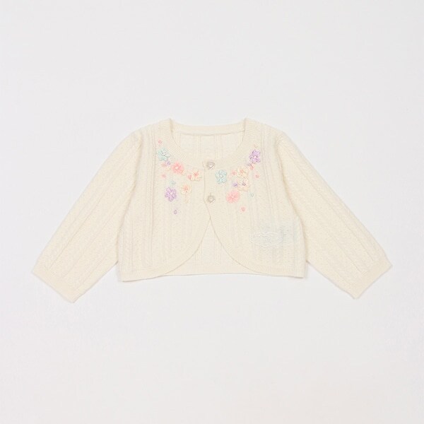 リボン刺しゅうニットボレロ