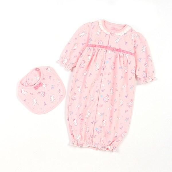 ウサギヌイグルミ柄　スタイ＆2wayオールセット