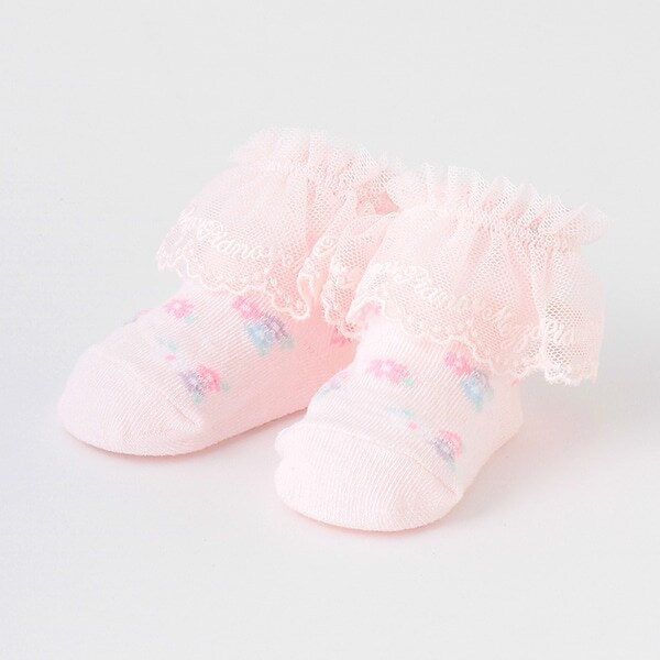 マルチカラーフラワー柄　レースソックス【日本製】