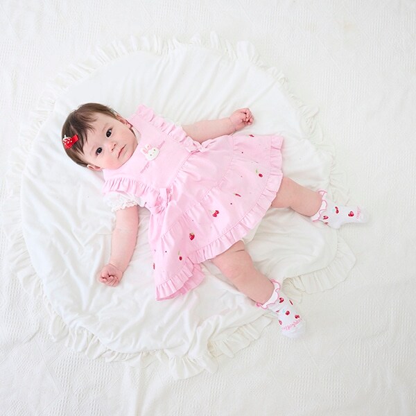 ウサギマスコットつきエプロンスカート＆半袖ロンパースセット