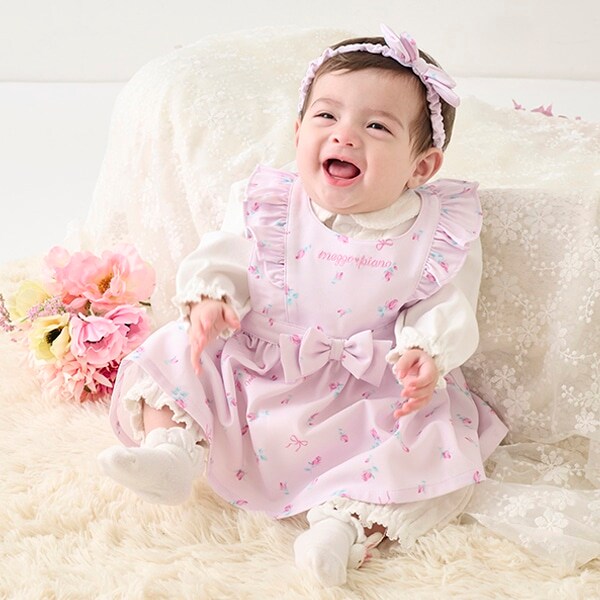 【BOX付】ローズつぼみ柄エプロン＆ヘアバンドセット