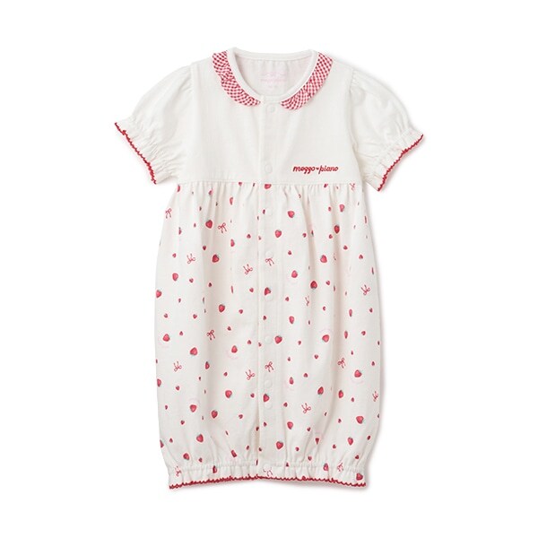 いちご柄　半袖2wayオール