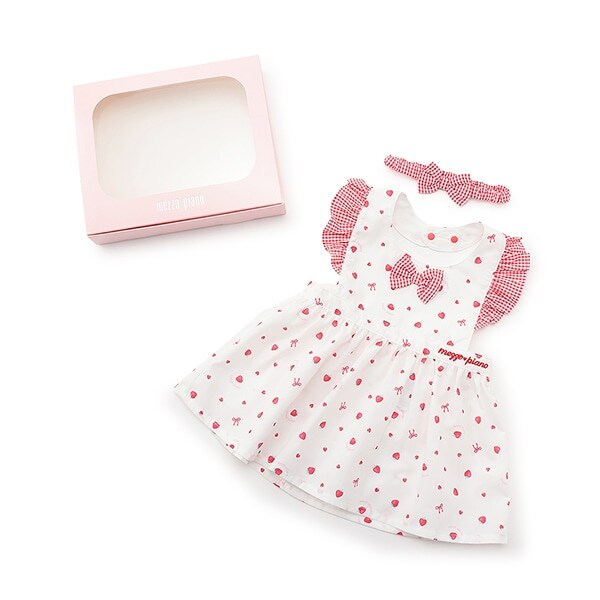 【BOX付】いちご柄エプロン＆ヘアバンドセット