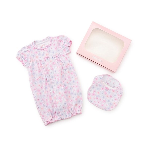 【BOX付】花柄半袖2wayオール＆スタイセット