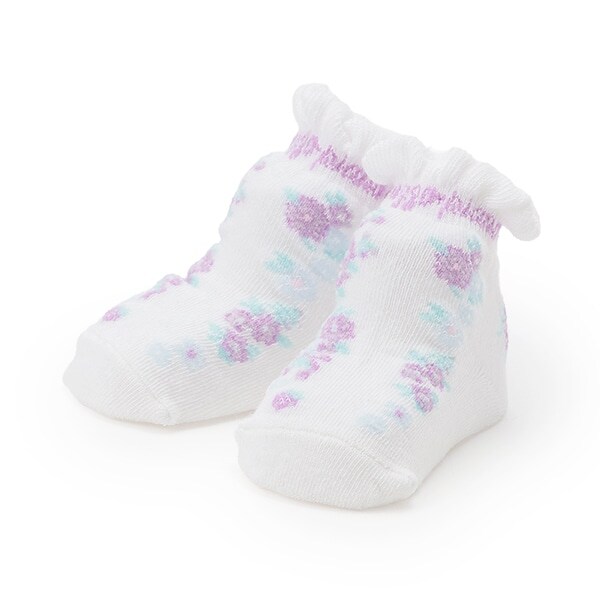 ストライプ花柄　ソックス