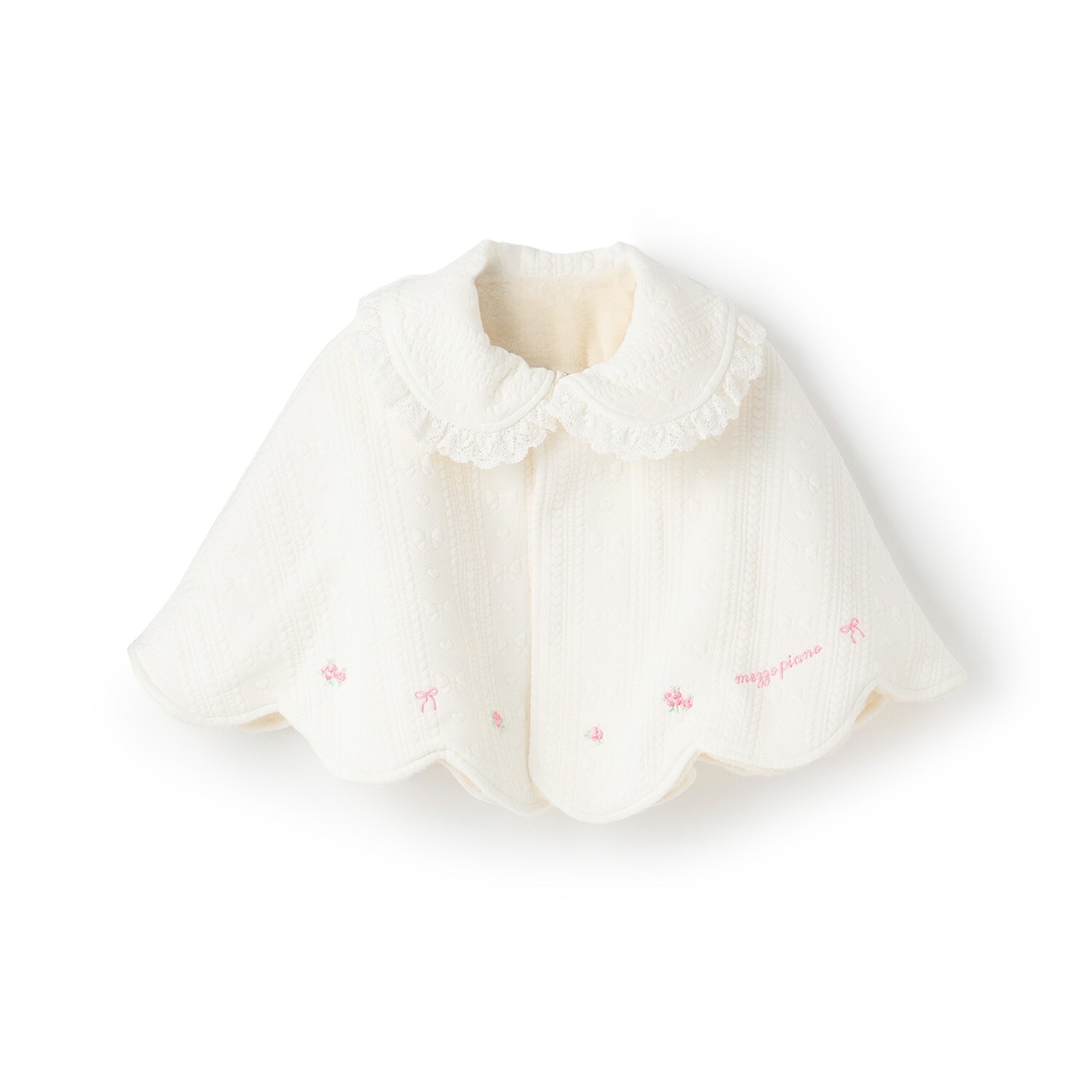 リバーシブル　フクレジャガード・バラ刺しゅうケープ