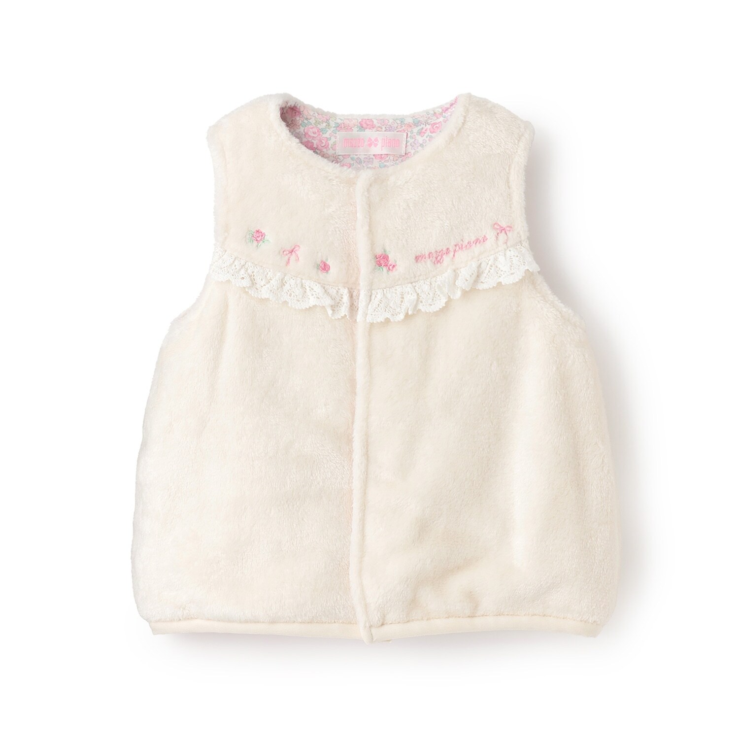 バラ刺しゅう　ボアベスト