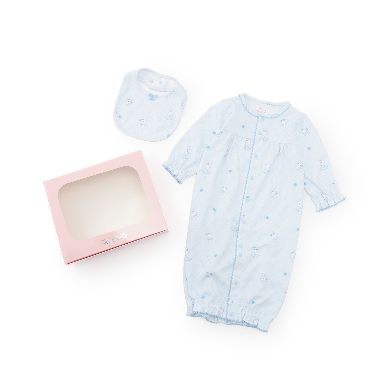 【BOX付】エンジェルウサギ柄2wayオール＆スタイセット