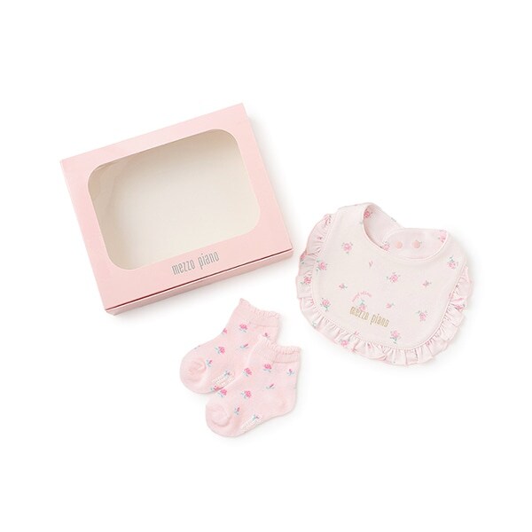 【BOX付】リボン・バラ柄　スタイ＆ソックスセット