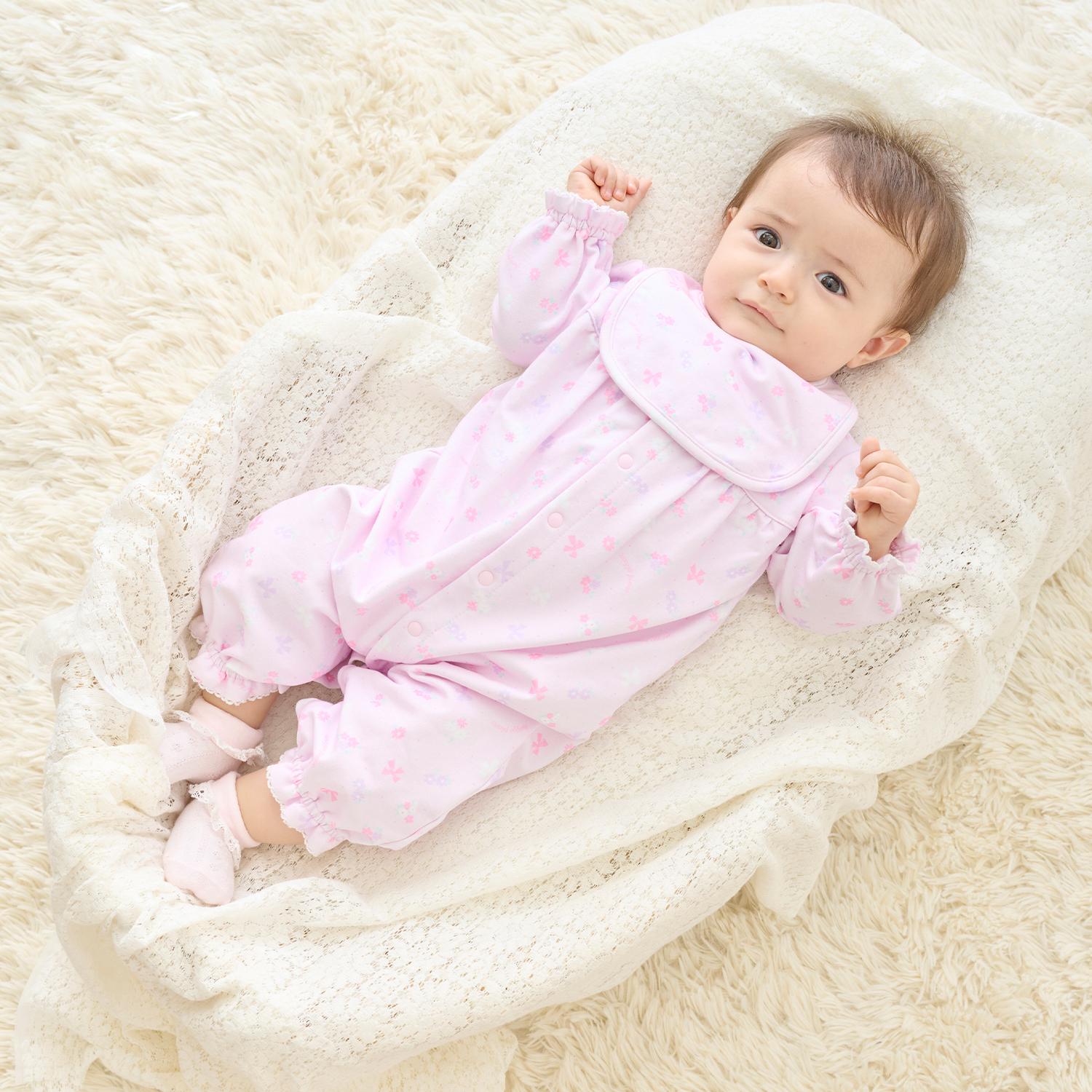 【BOX付】フラワーリボン柄2wayオール＆スタイセット