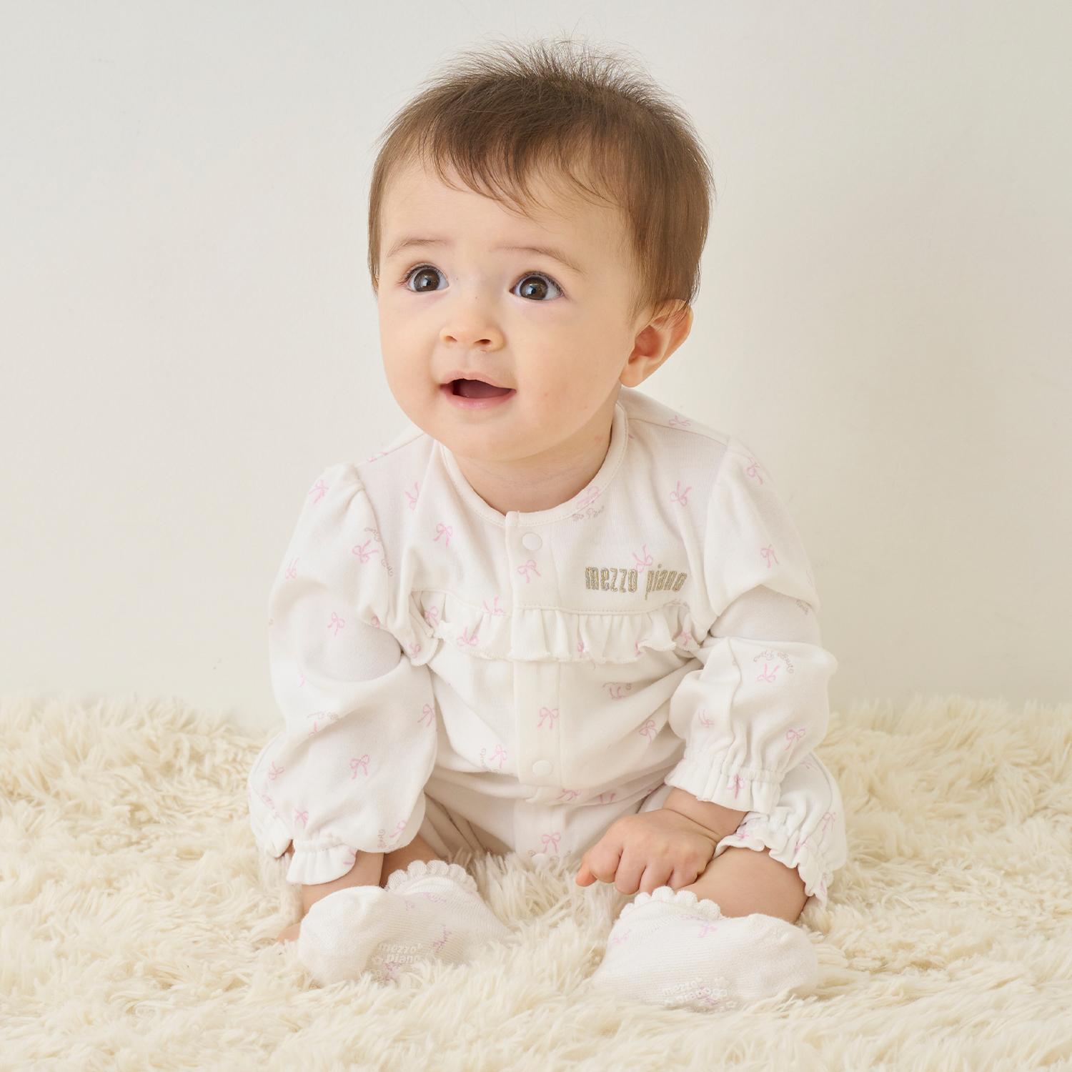 【BOX付】リボン・バラ柄2wayオール＆ソックスセット