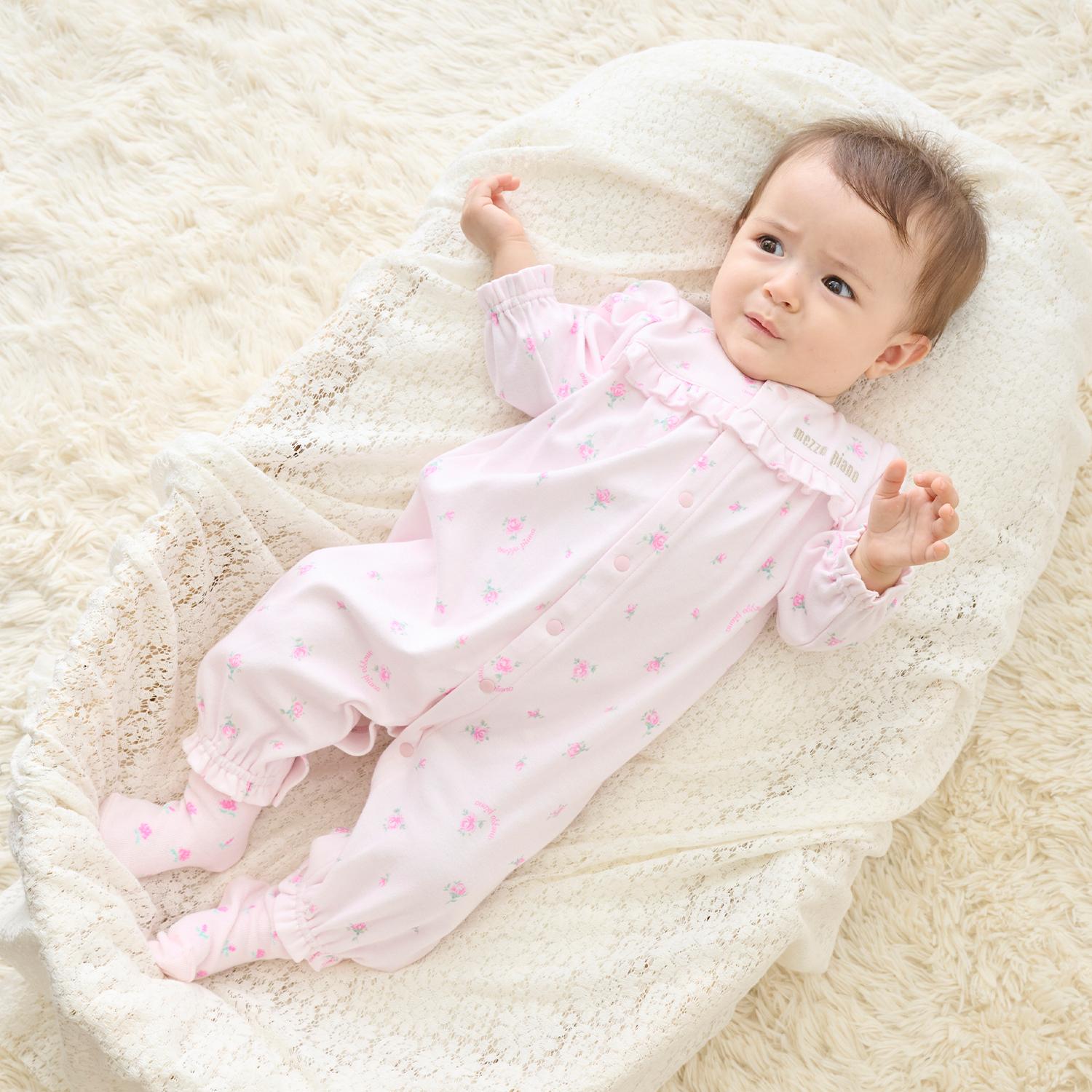 【BOX付】リボン・バラ柄2wayオール＆ソックスセット