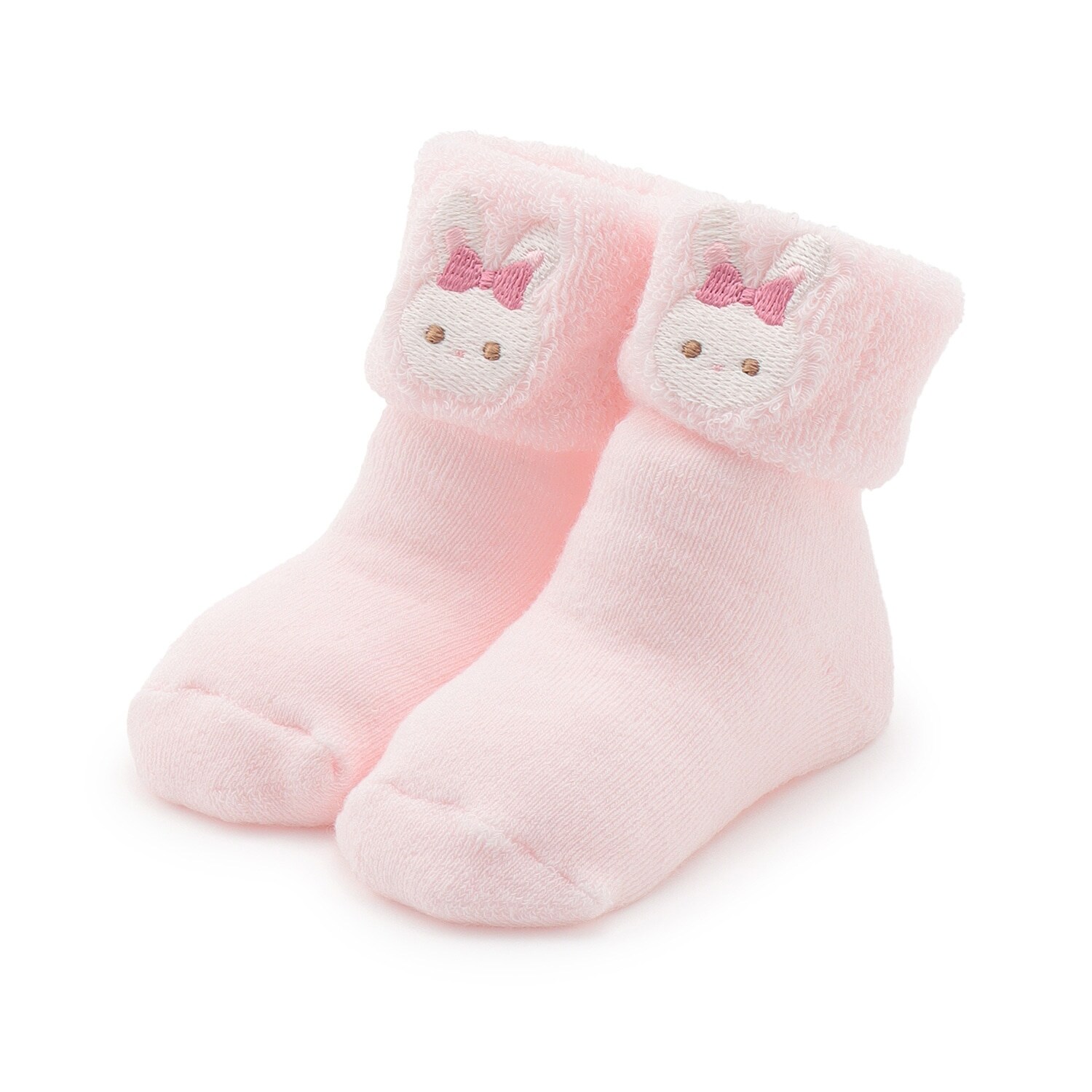 ウサギアップリケつき　折り返しソックス