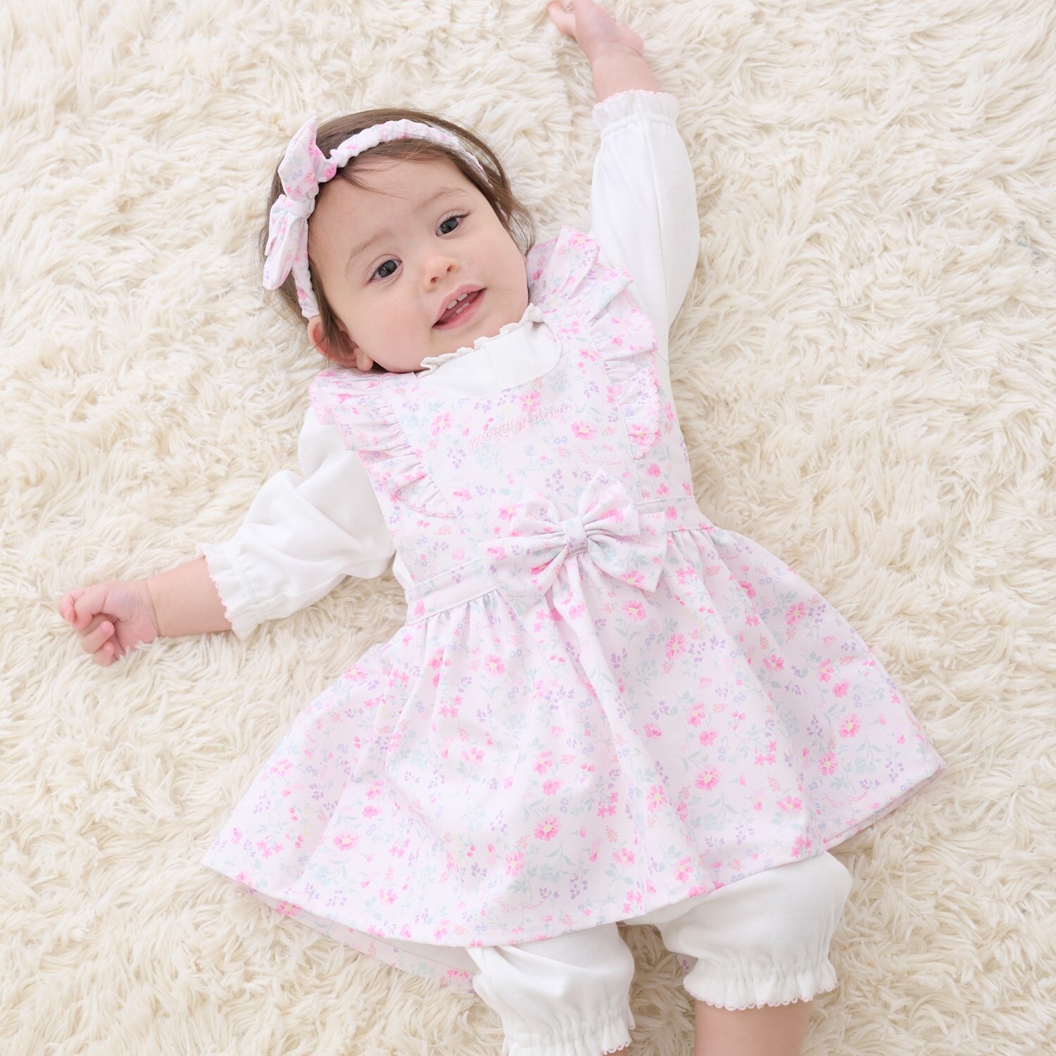 【BOX付】フラワー柄エプロン＆ヘアバンドセット