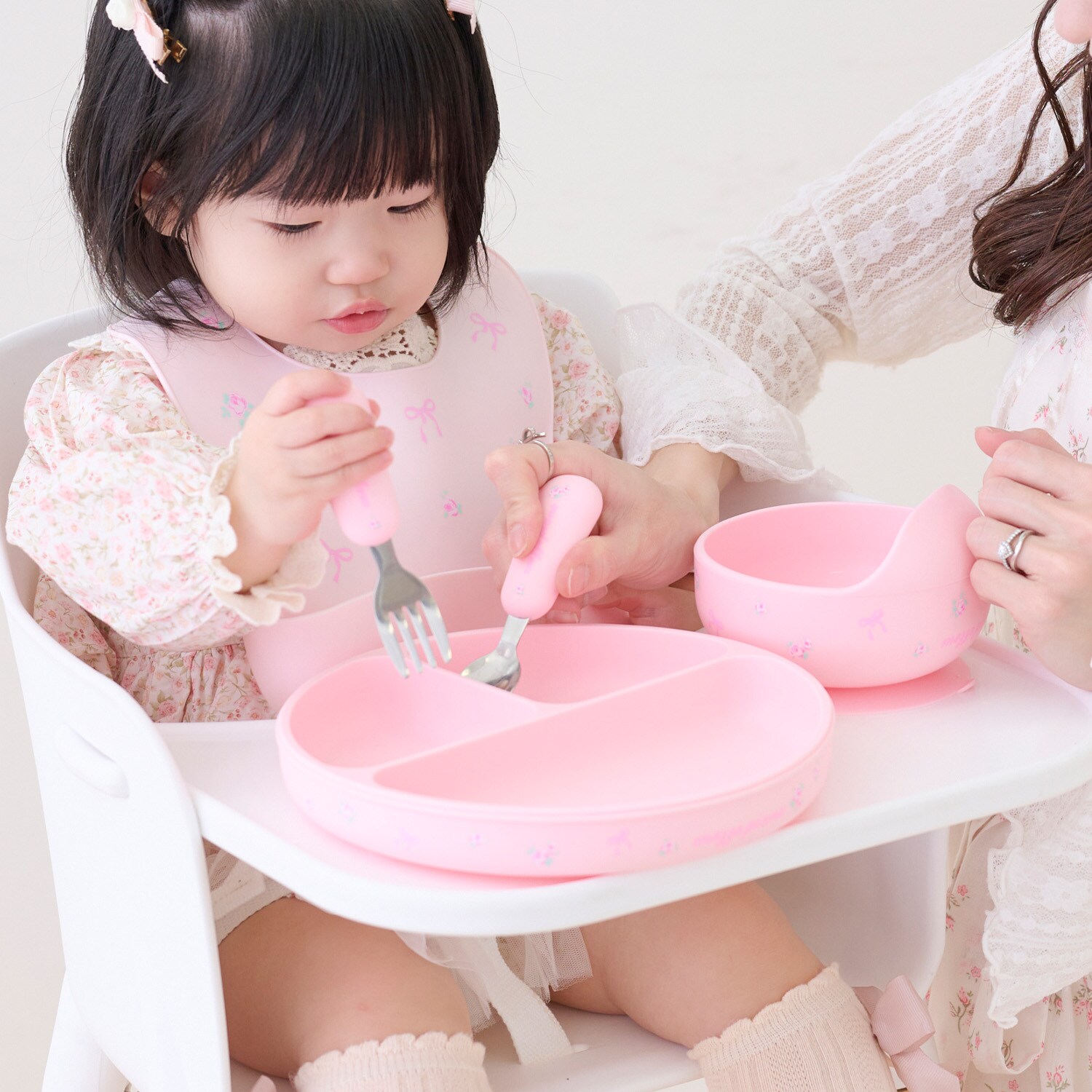 バラ柄 シリコン食器セット