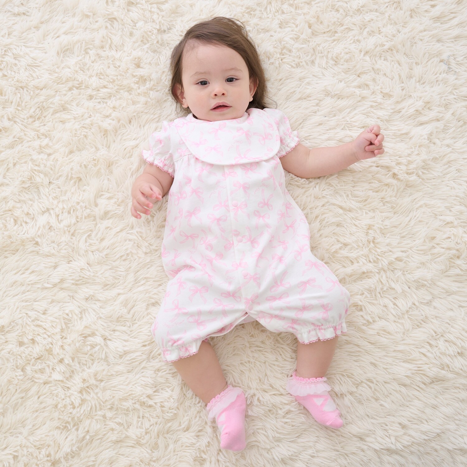 【BOX付】リボン柄半袖2wayオール＆スタイセット