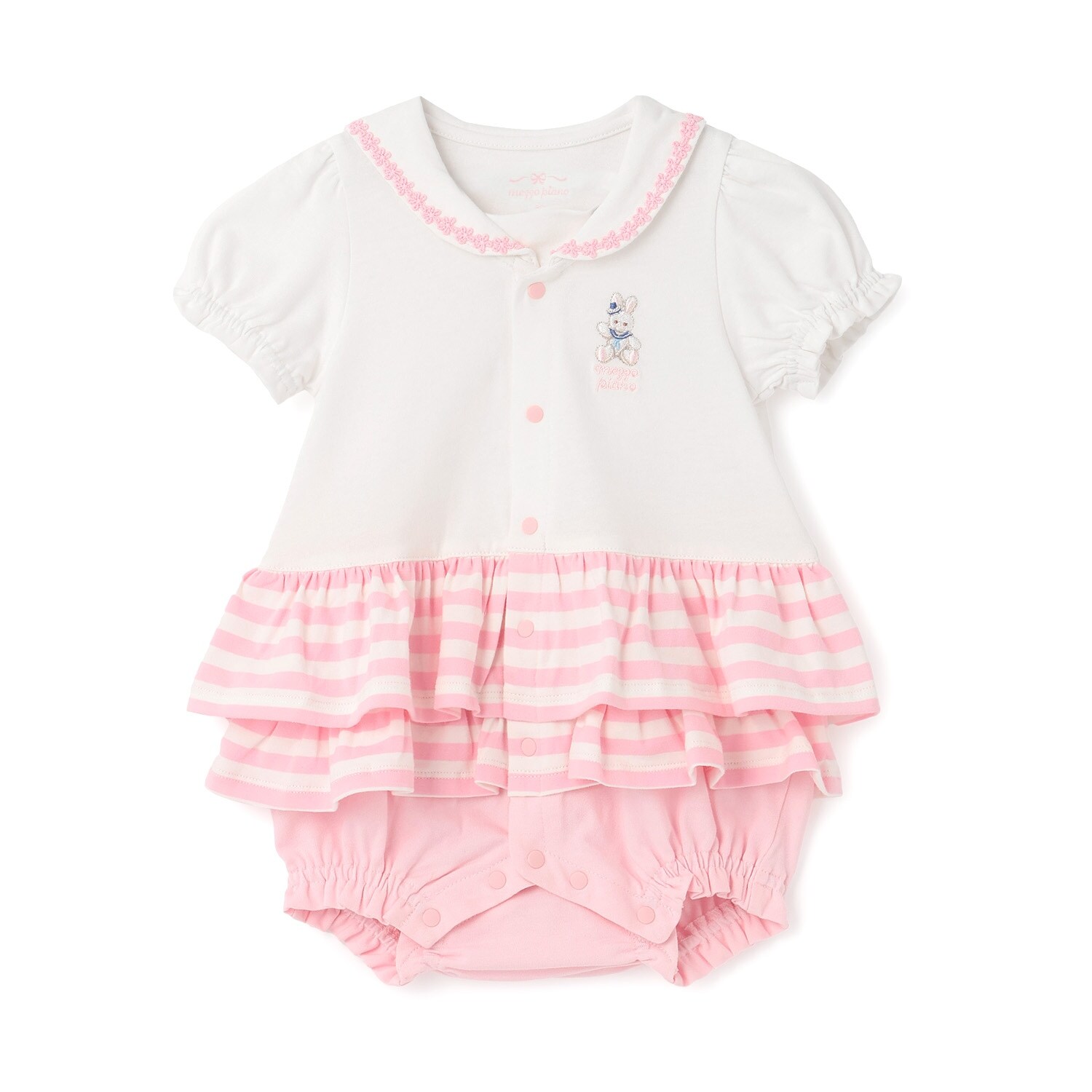 セーラーカラー　スカート半袖ロンパース