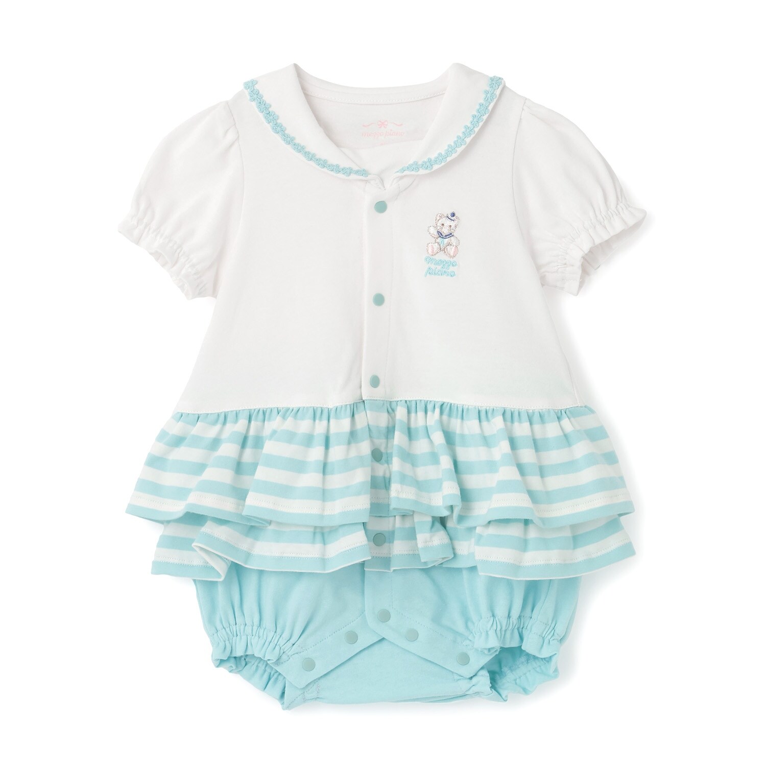 セーラーカラー　スカート半袖ロンパース