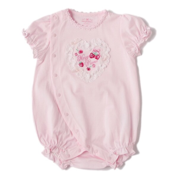 ハートレース苺刺しゅうロンパース