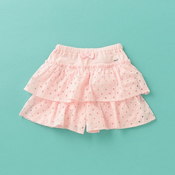 ダイヤ柄レースティアードキュロット