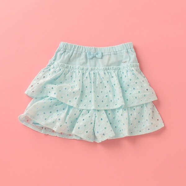 ダイヤ柄レースティアードキュロット