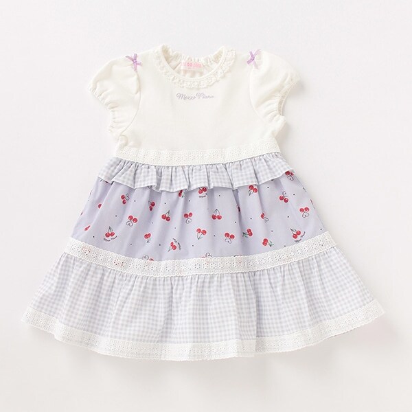 ギンガムティアードドッキング風ワンピース