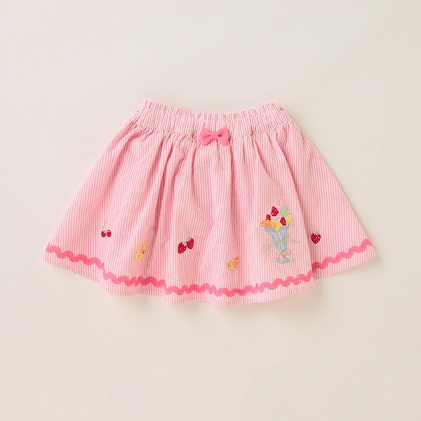 フルーツアップリケ　ブルマつきスカート