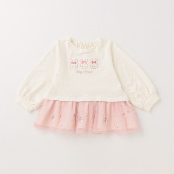 チュール刺しゅう　裾ペプラムトレーナー