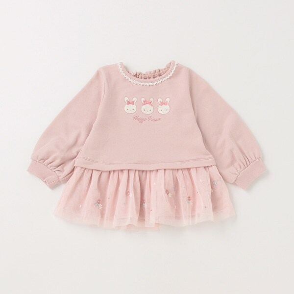 チュール刺しゅう　裾ペプラムトレーナー