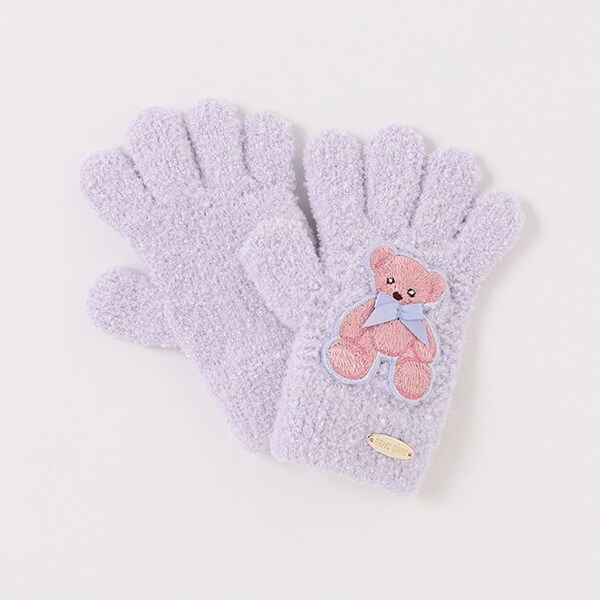 クマワッペンつき　マシュマロニット手袋【日本製】
