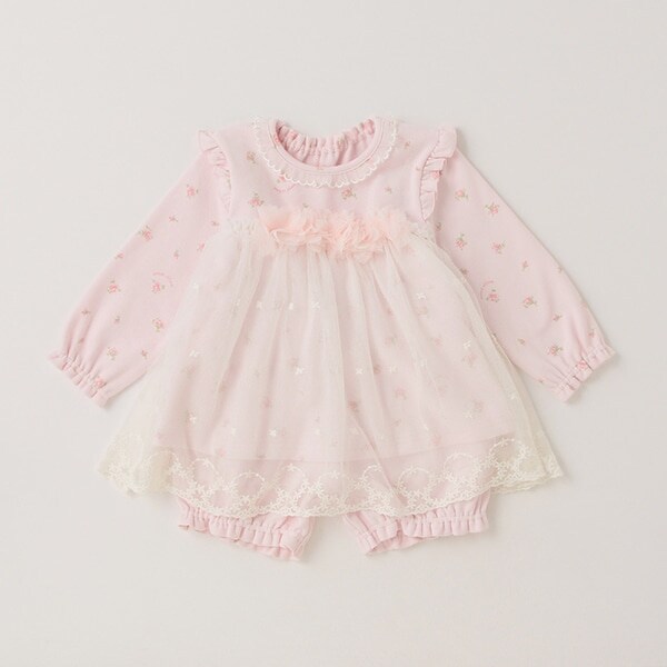 ローズプリント×チュールレースチュニック＆ブルマセット