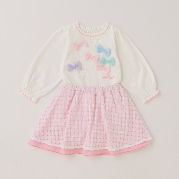 リボンイッパイ長袖Tシャツ＆スカートブルマセット