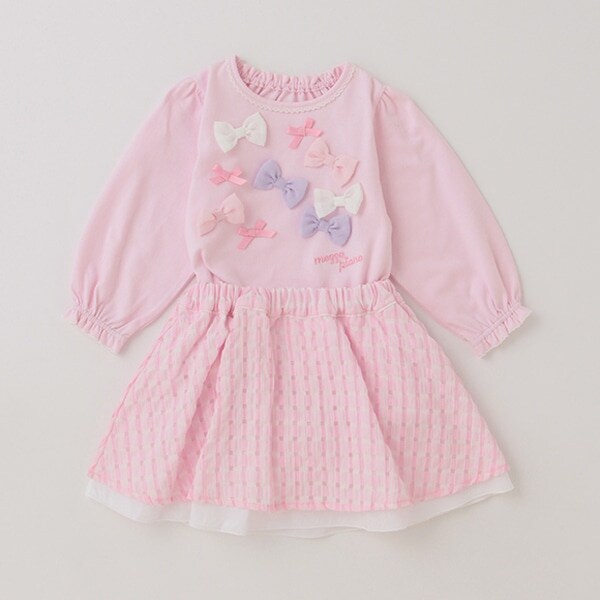 リボンイッパイ長袖Tシャツ＆スカートブルマセット