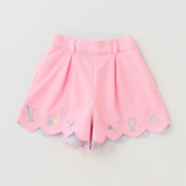 裾スカラップソーダ刺しゅうショートパンツ