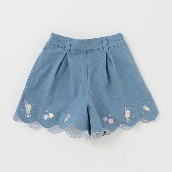 裾スカラップソーダ刺しゅうショートパンツ