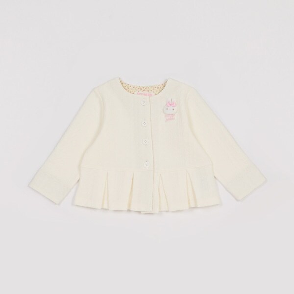 ウサギマスコットつき　キルトジャガードカーディガン