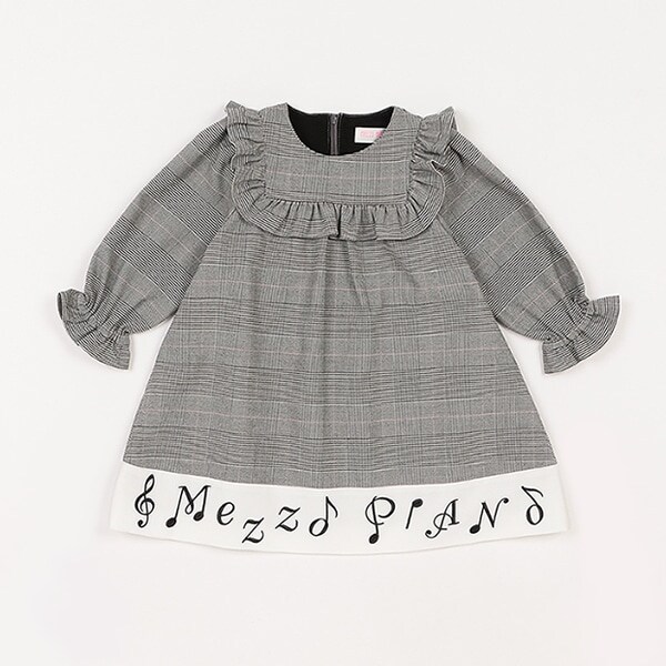 裾ロゴ刺しゅうチェックワンピース