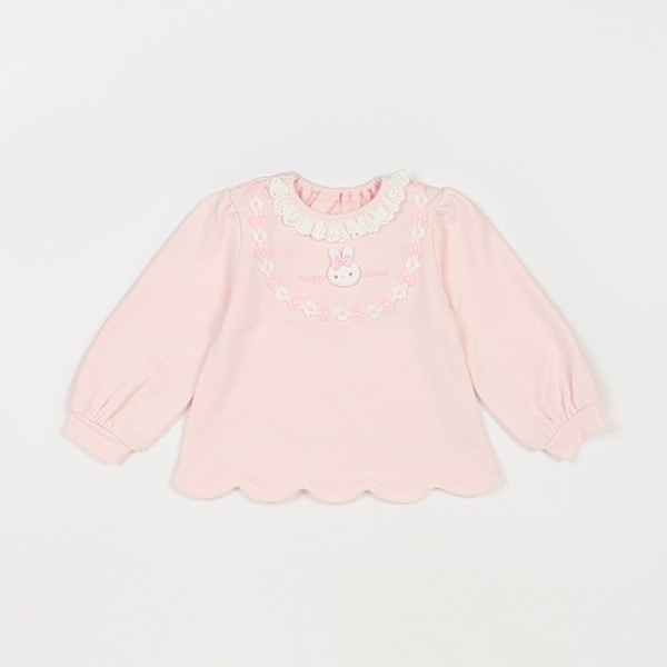 ウサギマスコットつき　裾スカラップ　トレーナー