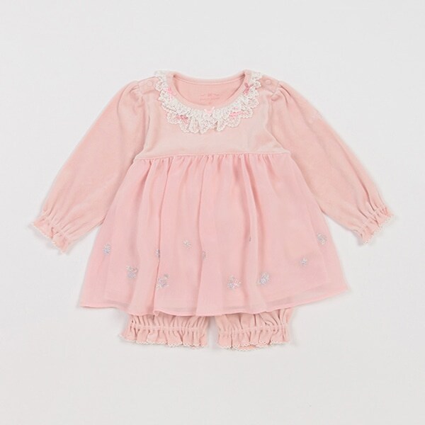 花刺しゅうベロア　レースチュニック＆ブルマセット