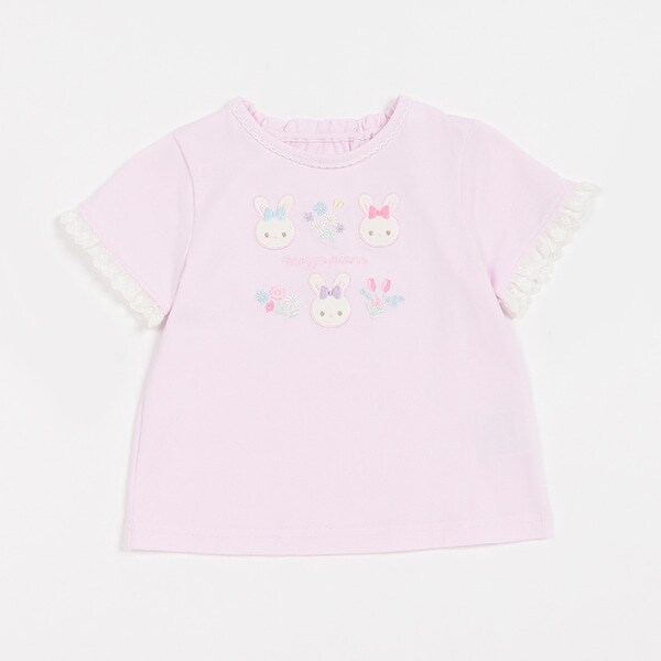 うさぎアップリケ　半袖Tシャツ