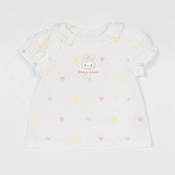 ウサギマスコットつきハート柄Tシャツ